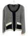 St. John Size 16 White Wool Blend Abstract Zip Up Long Sleeve Jacket White / 16