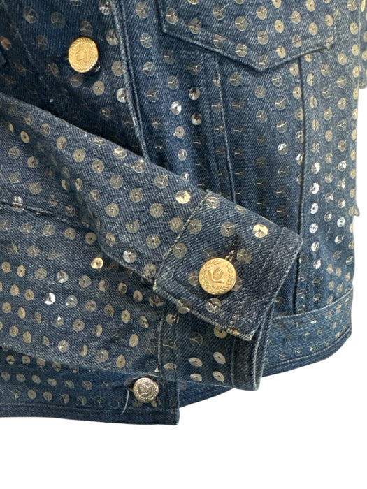 Moschino Jeans Size S/6 Blue Cotton Blend Denim Sequin Vintage Pant Set Blue / S/6