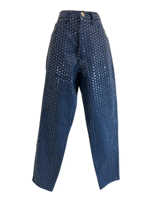 Moschino Jeans Size S/6 Blue Cotton Blend Denim Sequin Vintage Pant Set Blue / S/6