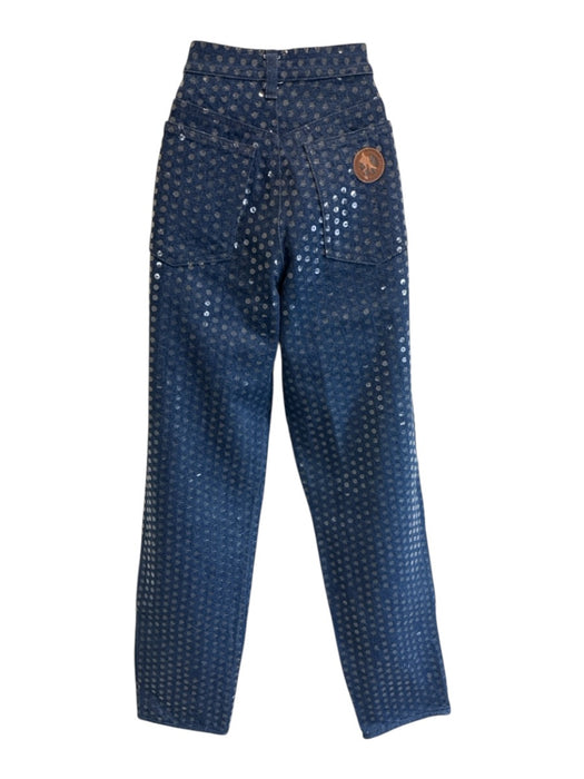 Moschino Jeans Size S/6 Blue Cotton Blend Denim Sequin Vintage Pant Set Blue / S/6