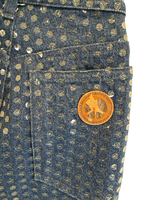 Moschino Jeans Size S/6 Blue Cotton Blend Denim Sequin Vintage Pant Set Blue / S/6
