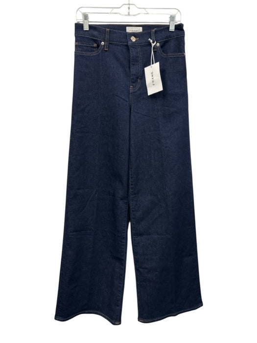 Frame Size 28 Dark Wash Cotton Blend Denim Wide Leg Jeans Dark Wash / 28