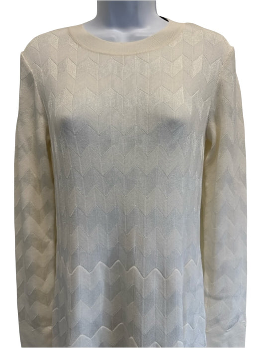 Missoni Size 42 Ivory Wool Blend Long Sleeve Chevron Dress Ivory / 42