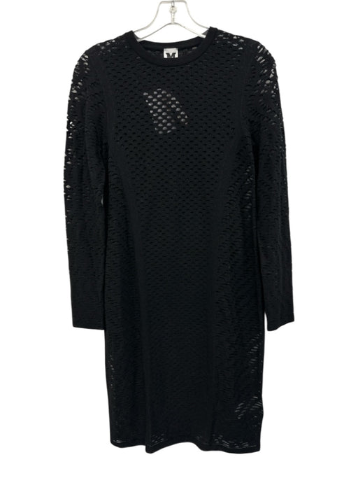 M Missoni Size 42 Black Viscose Blend Long Sleeve Holes Dress Black / 42