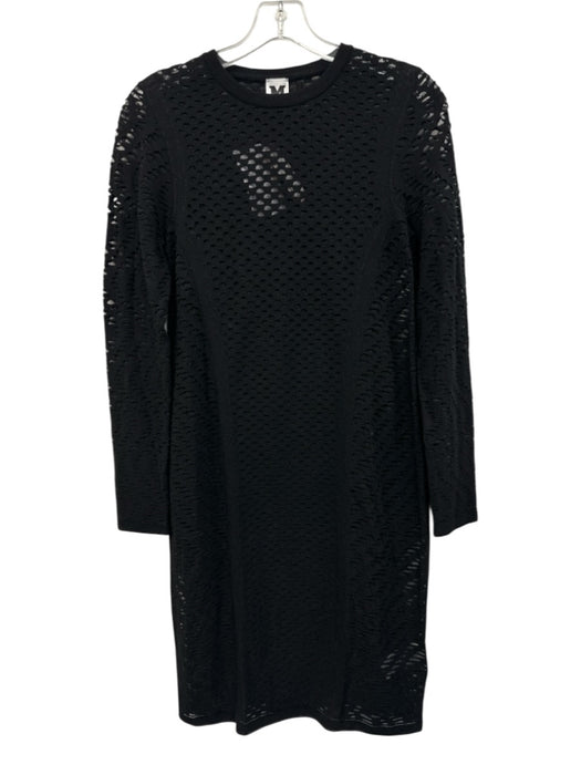 M Missoni Size 42 Black Viscose Blend Long Sleeve Holes Dress Black / 42
