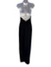 Galvan London Size Large Black Viscose Blend Rhinestone Halter Body Con Gown Black / Large