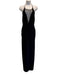 Galvan London Size Large Black Viscose Blend Rhinestone Halter Body Con Gown Black / Large