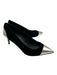 Balmain Shoe Size 36 Black & Silver Velvet Patent Leather Kitten Heel Pumps Black & Silver / 36