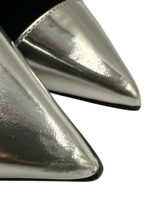 Balmain Shoe Size 36 Black & Silver Velvet Patent Leather Kitten Heel Pumps Black & Silver / 36