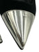 Balmain Shoe Size 36 Black & Silver Velvet Patent Leather Kitten Heel Pumps Black & Silver / 36