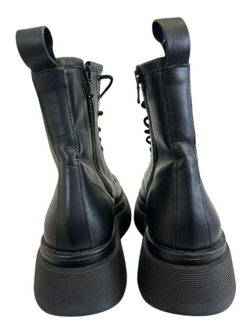 Baldinini Shoe Size 39 Black Leather Upper Side Zip Lace Up Combat Ankle Boots Black / 39
