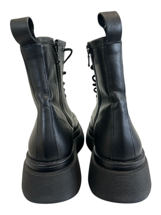 Baldinini Shoe Size 39 Black Leather Upper Side Zip Lace Up Combat Ankle Boots Black / 39