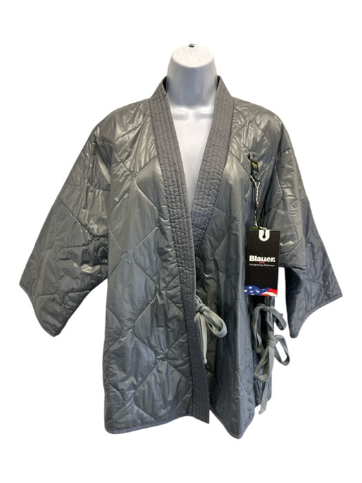Blauer USA Size S Gray Nylon Quilted Tie Waist Kimono V Neck Jacket Gray / S