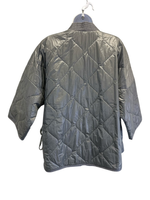 Blauer USA Size S Gray Nylon Quilted Tie Waist Kimono V Neck Jacket Gray / S