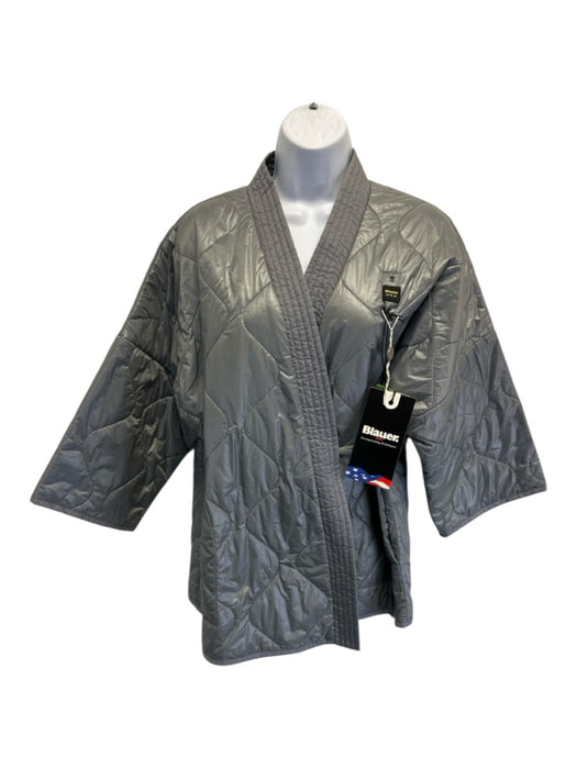 Blauer USA Size S Gray Nylon Quilted Tie Waist Kimono V Neck Jacket Gray / S