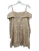 Jonathan Simkhai Size L Beige Cotton & Silk Grid Wrap Detail Off Shoulder Dress Beige / L