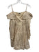 Jonathan Simkhai Size L Beige Cotton & Silk Grid Wrap Detail Off Shoulder Dress Beige / L