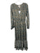 Raga Size M Teal & Beige Pointelle Printed Long Balloon Sleeve V Neck Dress Teal & Beige / M