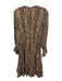 Raga Size XS Brown, Red & Beige Viscose Blend Metallic Thread Floral Dress Brown, Red & Beige / XS