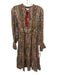 Raga Size XS Brown, Red & Beige Viscose Blend Metallic Thread Floral Dress Brown, Red & Beige / XS