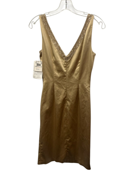 Papell Boutique Size 4 Beige Yellow Acetate Blend Satin Beaded & Sequined Dress Beige Yellow / 4