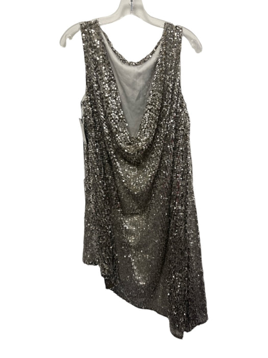 Halpern Size 42 Gold & Silver Polyester Fully Sequined Sleeveless Dress Gold & Silver / 42