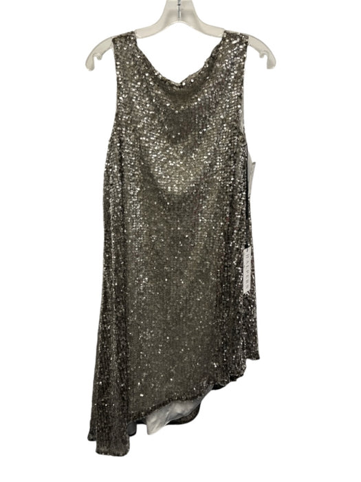 Halpern Size 42 Gold & Silver Polyester Fully Sequined Sleeveless Dress Gold & Silver / 42