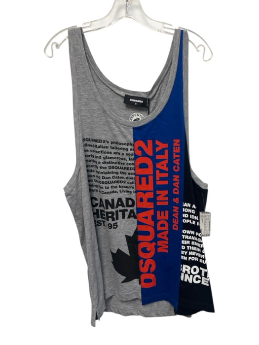 Dsquared2 Size S Gray & multi Cotton Blend Graphic Sleeveless Scoop Neck Top Gray & multi / S