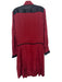 Barbara Bui Size 42 Red & Black Silk Long Sleeve Pleat Detail 1/2 Button Dress Red & Black / 42