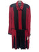 Barbara Bui Size 42 Red & Black Silk Long Sleeve Pleat Detail 1/2 Button Dress Red & Black / 42