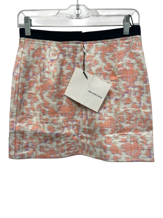 Balenciaga Size 38 Pink, White & Black Polyamide Blend Abstract Print Mini Skirt Pink, White & Black / 38