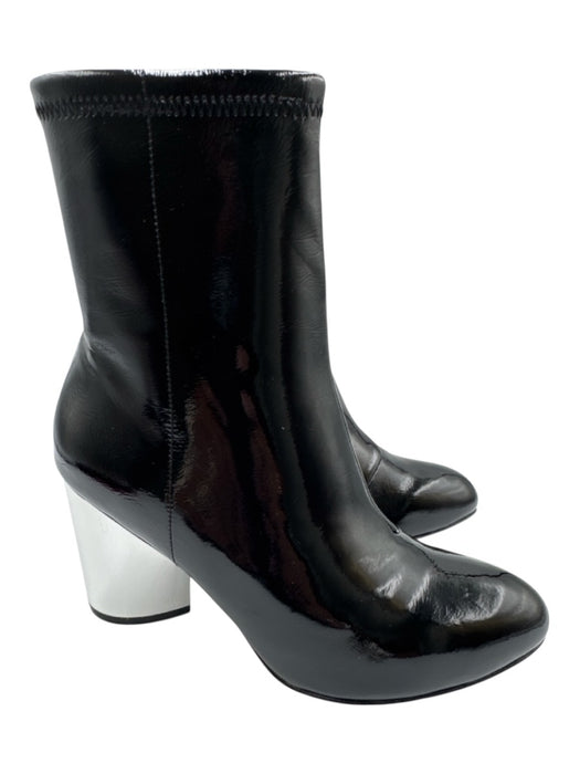 Opening Ceremony Shoe Size 38 Black & Silver Leather Upper Patent Ankle Boots Black & Silver / 38