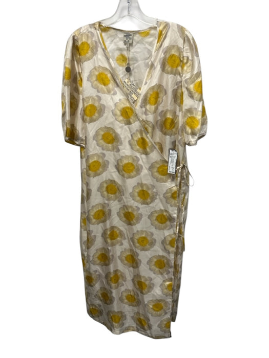 Baum und Pferdgarten Size 40 Cream White & Yellow Silk Floral Short Sleeve Dress Cream White & Yellow / 40