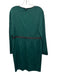 St. John Size 14 Black & Green Wool Blend Leather trim Long Sleeve Dress Black & Green / 14