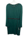 St. John Size 14 Black & Green Wool Blend Leather trim Long Sleeve Dress Black & Green / 14