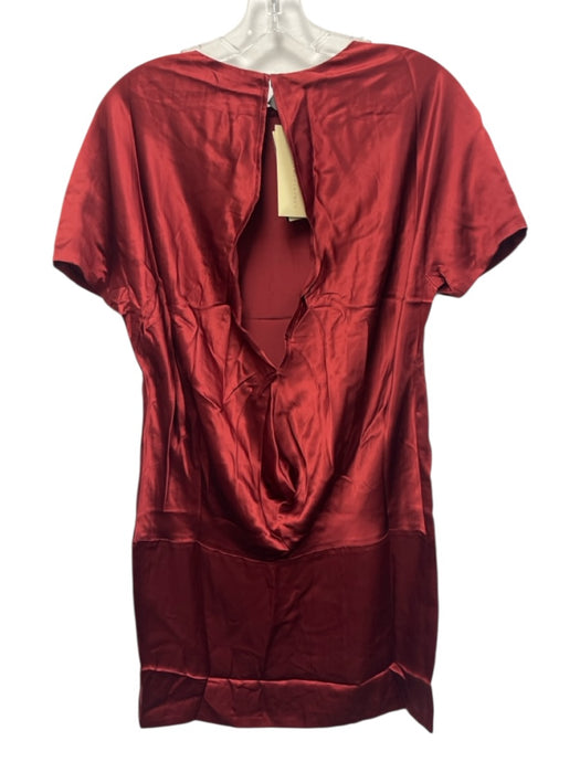 Stella McCartney Size 42 Burgundy Red Polyamide Blend Satin Short Sleeve Dress Burgundy Red / 42