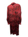 Ganni Size 36 Red & Black Silk Blend Long Sleeve Abstract Print Satin Dress Red & Black / 36