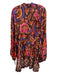 Farm Rio Size XL brown, pink & multi Viscose Blend Long Balloon Sleeve Dress brown, pink & multi / XL