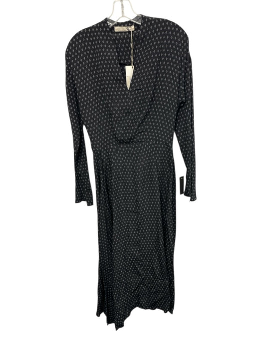 Liviana Conti Size 42 Black & White Viscose & Silk Geometric Long Sleeve Dress Black & White / 42