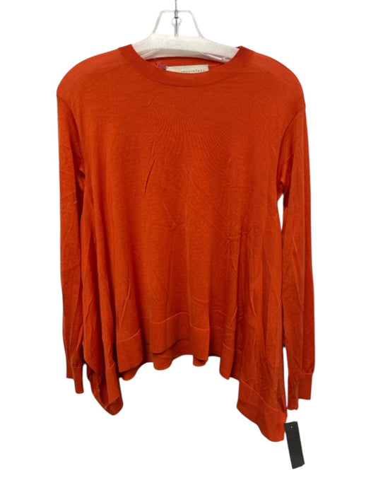 Stella McCartney Size 38 Orange Wool & Silk Knit Ribbed Hem Drape Sweater Orange / 38