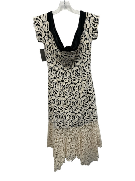 Nicole Miller Collection Size 12 Black & Cream White Cotton Off Shoulder Dress Black & Cream White / 12