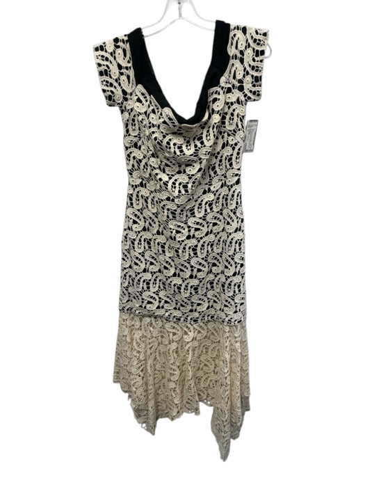Nicole Miller Collection Size 12 Black & Cream White Cotton Off Shoulder Dress Black & Cream White / 12
