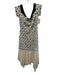 Nicole Miller Collection Size 12 Black & Cream White Cotton Off Shoulder Dress Black & Cream White / 12