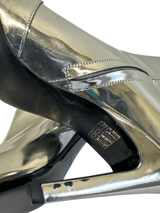 Balenciaga Shoe Size 40 Silver Leather Upper Metallic Pointed Toe Side Zip Boots Silver / 40