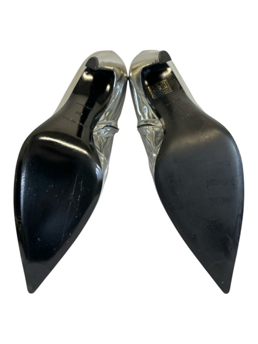 Balenciaga Shoe Size 40 Silver Leather Upper Metallic Pointed Toe Side Zip Boots Silver / 40