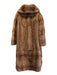 Size Est S Light Brown Mink Shawl Collar Hook & Eye Closure Mid Length Coat Light Brown / Est S