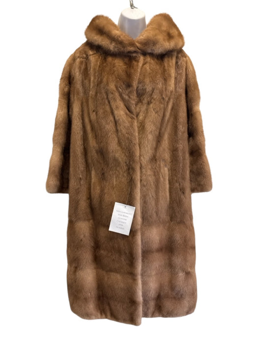 Size Est S Light Brown Mink Shawl Collar Hook & Eye Closure Mid Length Coat Light Brown / Est S