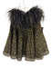 16ARLINGTON Size 10 Black & Gold Polyester Ostrich Feathers Dotted Flare Hem Top Black & Gold / 10