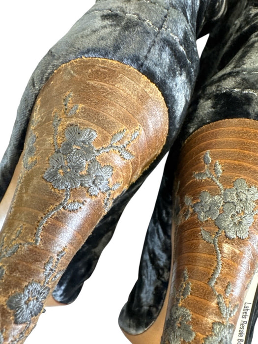 Bottega Veneta Shoe Size 36.5 Blue & Brown textile upper Crushed Velvet Boots Blue & Brown / 36.5