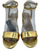 Sandro Shoe Size 37 Gold Leather Ankle Strap Block heel Sandals Gold / 37